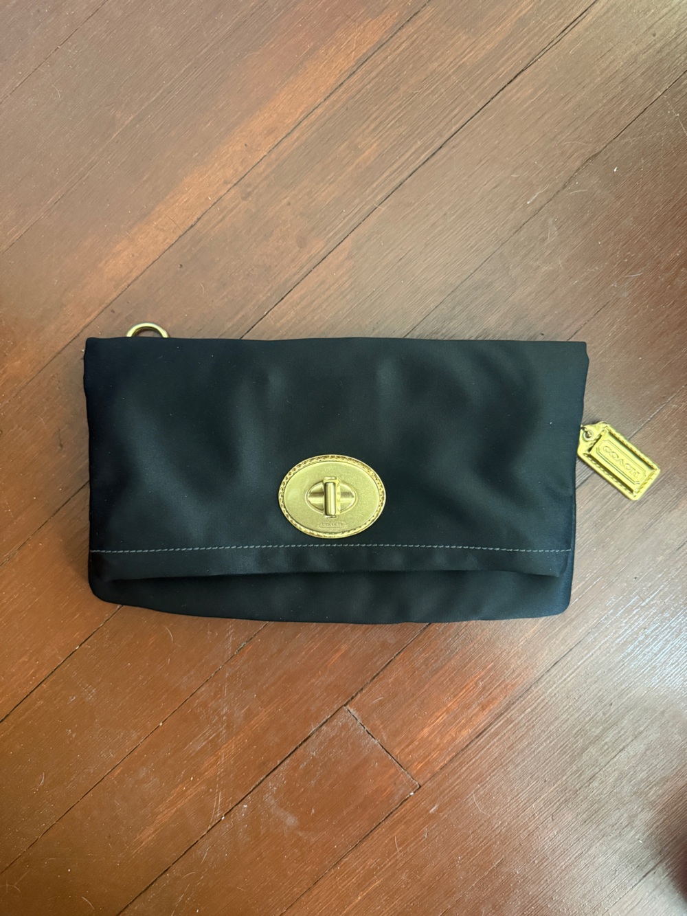 Coach Legacy Amanda Black Satin Foldover Convertible Clutch Evening Bag Y2K